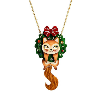 Squirrel in A Christmas Wreath Necklace by Laliblue