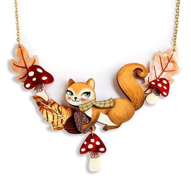 Squirrel with Mushrooms Necklace by Laliblue