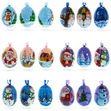 Load image into Gallery viewer, Set of 6 Santa and Snowmen Wooden Christmas Ornaments 3 Inches