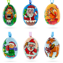Load image into Gallery viewer, 6 Santa, Nutcracker, Reindeer, Squirrel Wooden Christmas Ornaments 3 Inches