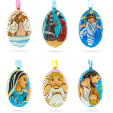 Load image into Gallery viewer, Set of 6 Nativity Scene Ukrainian Wooden Christmas Ornaments 3 Inches