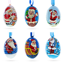 Load image into Gallery viewer, Set of 6 Santa Claus Wooden Christmas Ornaments 3 Inches