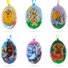 Load image into Gallery viewer, Set of 6 Animals Wooden Christmas Ornaments 3 Inches
