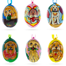 Load image into Gallery viewer, 6 Dog Puppies- Golden Retriever and Labrador Wooden Christmas Ornaments 3 Inches