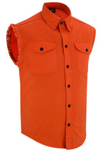 Load image into Gallery viewer, Men&#39;s Orange Lightweight Sleeveless Denim Shirt