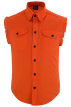 Load image into Gallery viewer, Men&#39;s Orange Lightweight Sleeveless Denim Shirt