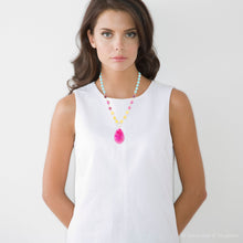 Load image into Gallery viewer, St. Augustine Pink Agate Golden Pendant Necklace