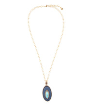 Load image into Gallery viewer, Stacked Blue Turquoise and Denim Golden Pendant Necklace