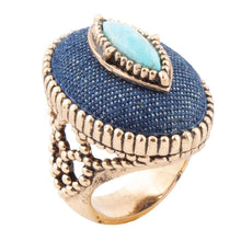 Load image into Gallery viewer, Stacked Blue Turquoise and Denim Golden Statement Ring