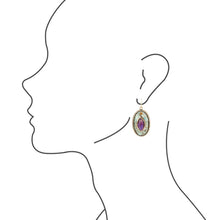 Load image into Gallery viewer, Stacked Stone Blue and Purple Turquoise Golden Drop Earrings