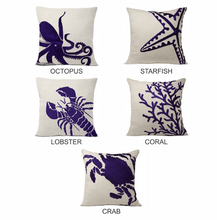 Load image into Gallery viewer, Decorative Linen Throw Pillow Cover With Hand Embroidered Octopus