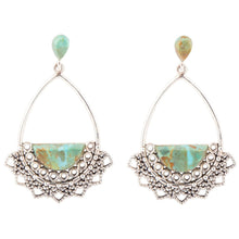 Load image into Gallery viewer, Sterling Silver Lace and Turquoise Earrings