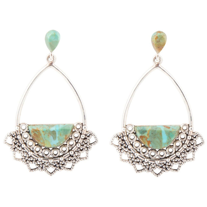 Sterling Silver Lace and Turquoise Earrings