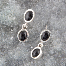 Load image into Gallery viewer, Sterling Silver Black Onyx Drop Earrings