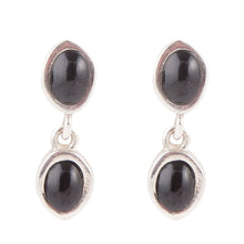 Load image into Gallery viewer, Sterling Silver Black Onyx Drop Earrings