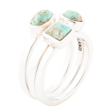 Load image into Gallery viewer, Sterling Silver Blue Turquoise Stackable Ring