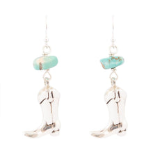 Load image into Gallery viewer, Sterling Silver Boot Charm and Blue Turquoise Earrings