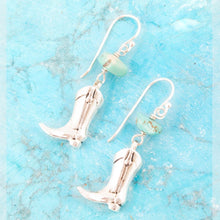 Load image into Gallery viewer, Sterling Silver Boot Charm and Blue Turquoise Earrings