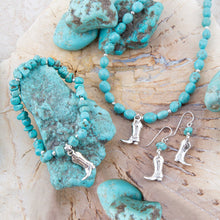 Load image into Gallery viewer, Sterling Silver Boot Charm and Blue Turquoise Earrings