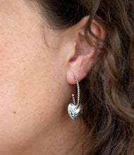 Load image into Gallery viewer, Sterling Silver Engraved Heart Hoop Earrings