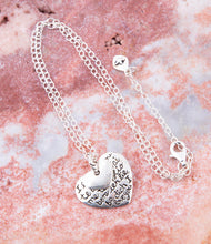 Load image into Gallery viewer, Sterling Silver Engraved Heart Pendant Neckalce