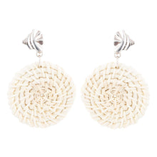 Load image into Gallery viewer, Sterling Silver Tan Rattan Statement Earrings