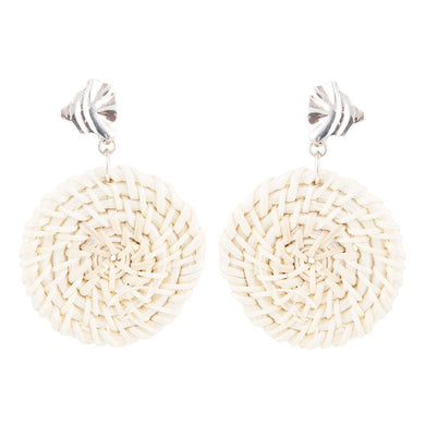 Sterling Silver Tan Rattan Statement Earrings