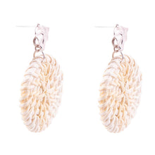 Load image into Gallery viewer, Sterling Silver Tan Rattan Statement Earrings