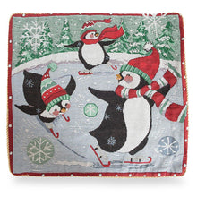Load image into Gallery viewer, Set of 2 Skating Penguins Christmas Throw Pillow Covers