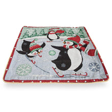 Load image into Gallery viewer, Set of 2 Skating Penguins Christmas Throw Pillow Covers