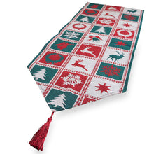 Load image into Gallery viewer, Reindeer Square Patterns Christmas Tablecloth Holiday Runner 75 Inches