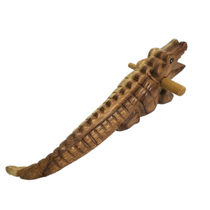 11" Wooden musical percussion instrument alligator