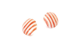 Load image into Gallery viewer, Pink &amp; Cream Pin Stripe Lucite Disc Stud Earrings