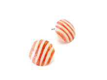 Load image into Gallery viewer, Pink &amp; Cream Pin Stripe Lucite Disc Stud Earrings