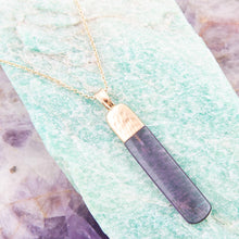 Load image into Gallery viewer, Straightaway Purple Amethyst Golden Necklace
