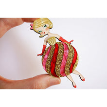 Load image into Gallery viewer, Striped Christmas Lady Ornament Brooch by Laliblue
