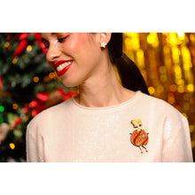 Load image into Gallery viewer, Striped Christmas Lady Ornament Brooch by Laliblue