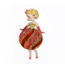 Load image into Gallery viewer, Striped Christmas Lady Ornament Brooch by Laliblue
