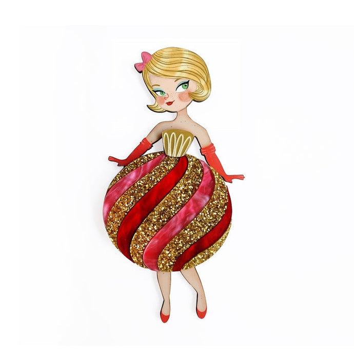 Striped Christmas Lady Ornament Brooch by Laliblue