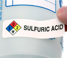 Load image into Gallery viewer, &quot;Sulfuric Acid&quot; HMIG Safety Labels, 0.75&quot; x 2.5&quot;, 250/ROLL