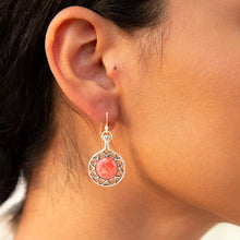 Load image into Gallery viewer, Sun Orange Sponge Coral Golden Drop Earrings