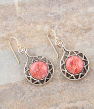 Load image into Gallery viewer, Sun Orange Sponge Coral Golden Drop Earrings