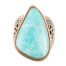 Load image into Gallery viewer, Sunset Blue Amazonite and Golden Ring