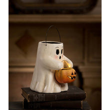 Load image into Gallery viewer, Sweet Boo With Pumpkin Bucket Paper Mache by Bethany Lowe Designs