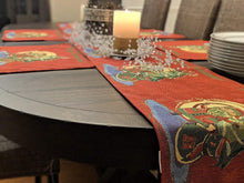 Load image into Gallery viewer, DaDa Bedding Set of 8 Pieces Red Santa Claus Holiday Table Tapestry - 4 Placemats, 2 Table Runners, 2 Throw Pillow Covers (17615)