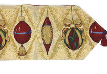 Load image into Gallery viewer, DaDa Bedding Elegant Christmas Ornaments Gold Red Tapestry Dining Table Runner (6139)