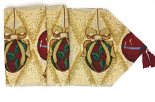 Load image into Gallery viewer, DaDa Bedding Elegant Christmas Ornaments Gold Red Tapestry Dining Table Runner (6139)