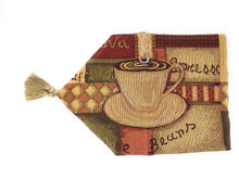 Load image into Gallery viewer, DaDa Bedding Set of 3-Pieces - Smell of Coffee Café Cup Orange Brown Woven Tapestry Dining Table Runners (9912)