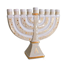 Load image into Gallery viewer, Shimmering Stars Menorah with 22K Gold Accents and Optional Monogram