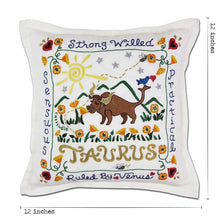 Load image into Gallery viewer, Taurus Astrology Hand-Embroidered Pillow by Cat Studio